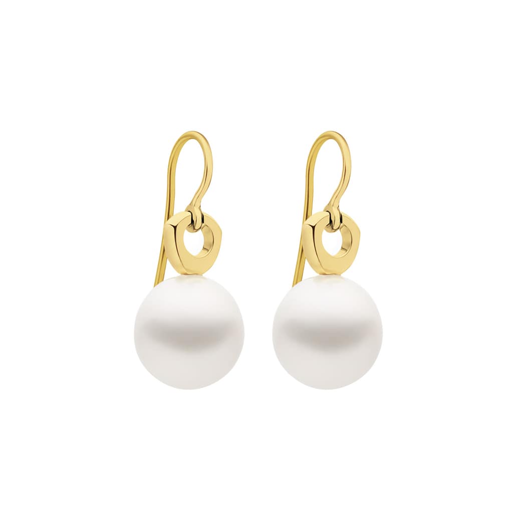 18ct Yellow Gold Pearl French Hook Earrings