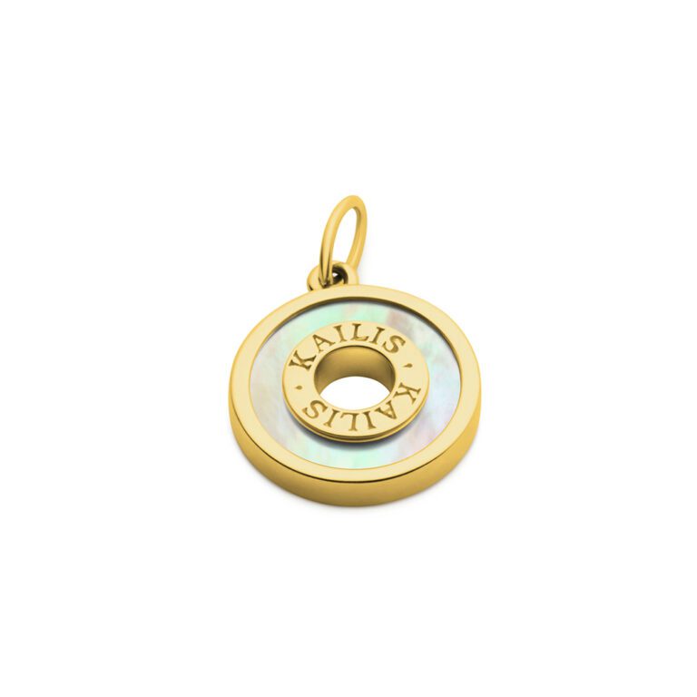 Mother of Pearl Charm, Yellow Gold