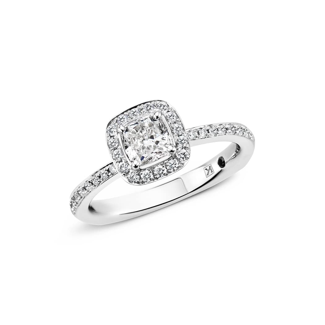 San Éna Cushion Cut Diamond Ring, White Gold | Kailis Jewellery